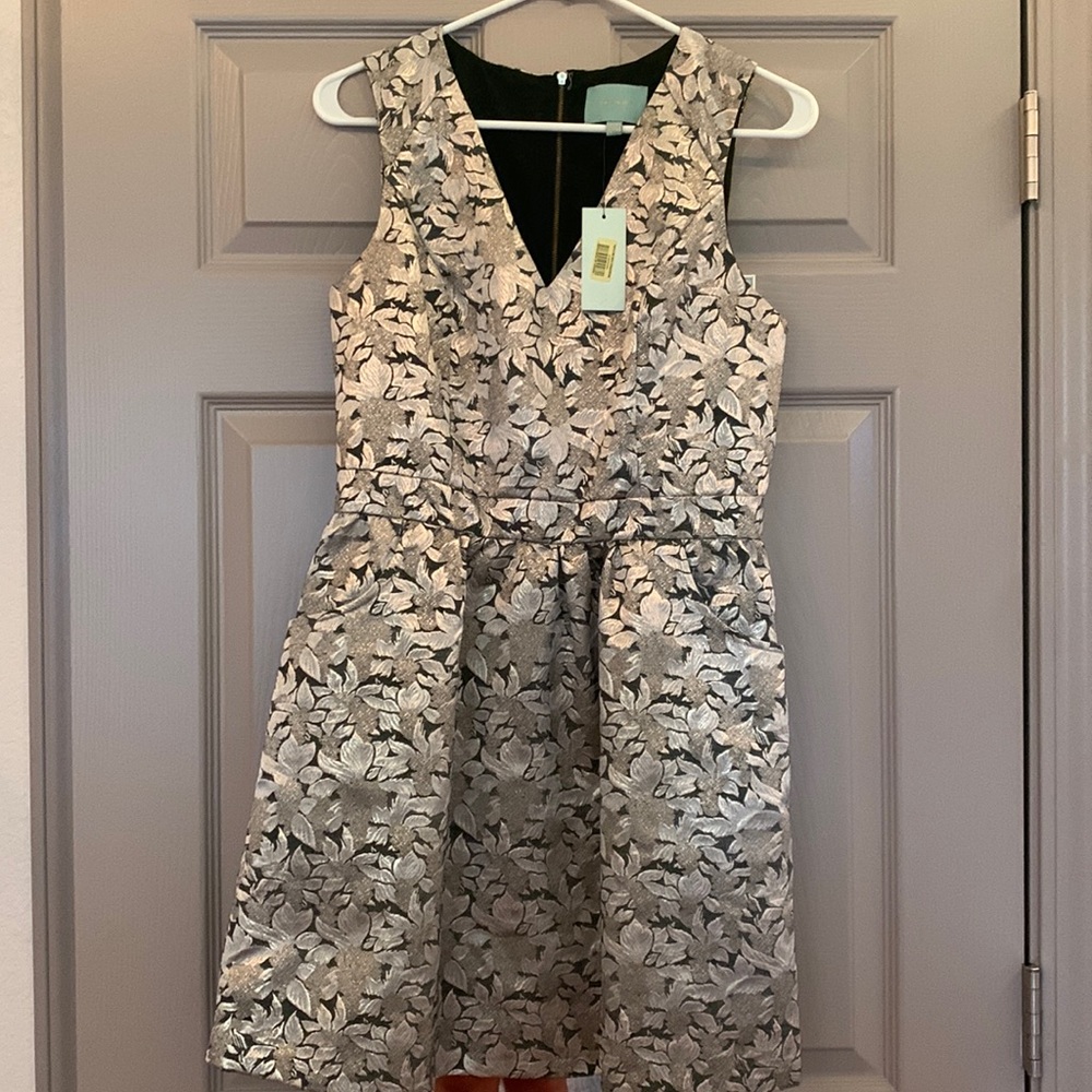 Silver Floral Cocktail Dress